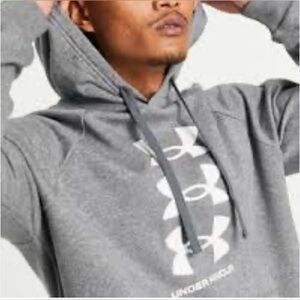 Under Armour Rival multi logo fleece hoodie in gray. Perfect condition